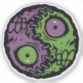 完全に死んでいな調和：ゾンビ陰陽記号 シール (正面)