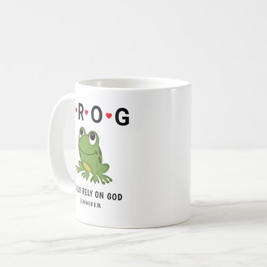 完全に神のカエルのハートに依存パーソナライズされた コーヒーマグカップ (正面左)