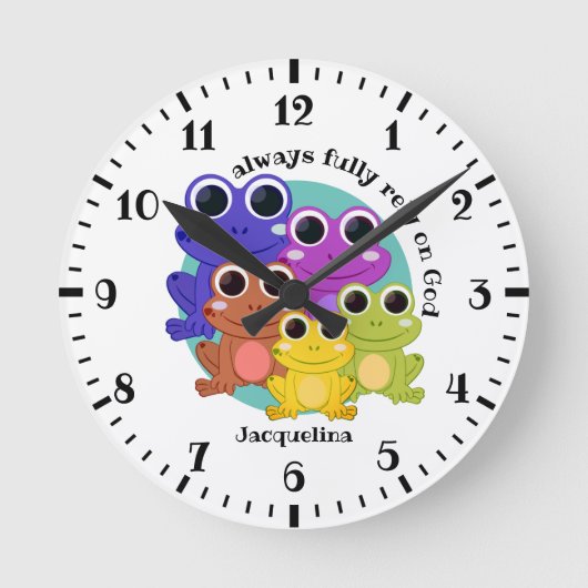 完全に神カスタムクリスチャンのカエルRounに依存する可愛い ラウンド壁時計 (正面)