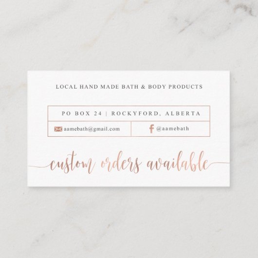 完全に私についてBathおよび体 名刺 (裏面)