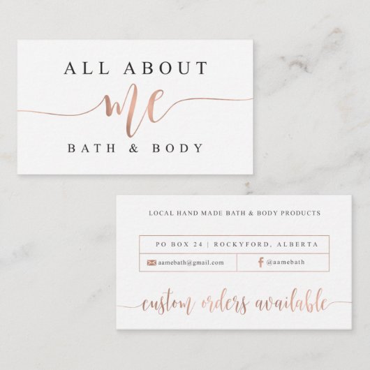 完全に私についてBathおよび体 名刺 (正面/裏面)