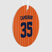 完全に編集可能なカラーベースボールジャージストライプの名前 オーナメント (正面)