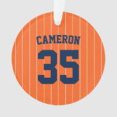 完全に編集可能なカラーベースボールジャージストライプの名前 オーナメント (正面)