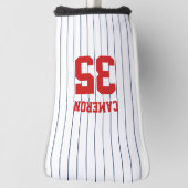 完全に編集可能なカラーベースボールジャージストライプの名前 ゴルフヘッドカバー (回転90)