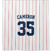 完全に編集可能なカラーベースボールジャージストライプの名前 シャワーカーテン (正面)