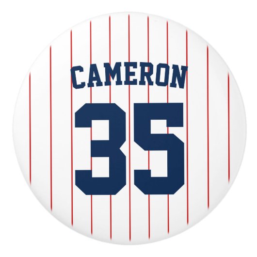 完全に編集可能なカラーベースボールジャージストライプの名前 セラミックノブ (正面)