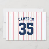 完全に編集可能なカラーベースボールジャージストライプの名前 ノートカード (裏面)
