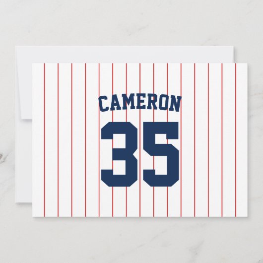 完全に編集可能なカラーベースボールジャージストライプの名前 ノートカード (裏面)