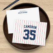 完全に編集可能なカラーベースボールジャージストライプの名前 ノートカード