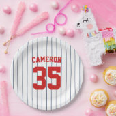 完全に編集可能なカラーベースボールジャージストライプの名前 ペーパープレート (パーティー)