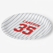 完全に編集可能なカラーベースボールジャージストライプの名前 ペーパープレート (アングル)