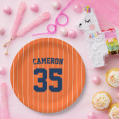 完全に編集可能なカラーベースボールジャージストライプの名前 ペーパープレート (パーティー)