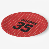 完全に編集可能なカラーベースボールジャージストライプの名前 ペーパープレート (アングル)