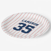 完全に編集可能なカラーベースボールジャージストライプの名前 ペーパープレート (アングル)