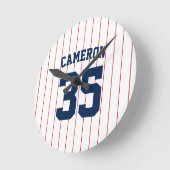 完全に編集可能なカラーベースボールジャージストライプの名前 ラウンド壁時計 (傾斜)