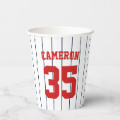 完全に編集可能なカラーベースボールジャージストライプの名前 紙コップ (裏面)