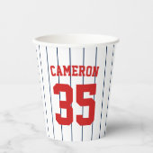 完全に編集可能なカラーベースボールジャージストライプの名前 紙コップ (正面)