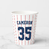 完全に編集可能なカラーベースボールジャージストライプの名前 紙コップ (裏面)
