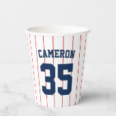 完全に編集可能なカラーベースボールジャージストライプの名前 紙コップ (正面)