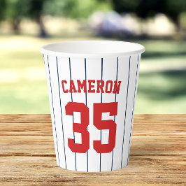 完全に編集可能なカラーベースボールジャージストライプの名前 紙コップ
