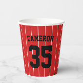 完全に編集可能なカラーベースボールジャージストライプの名前 紙コップ (正面)