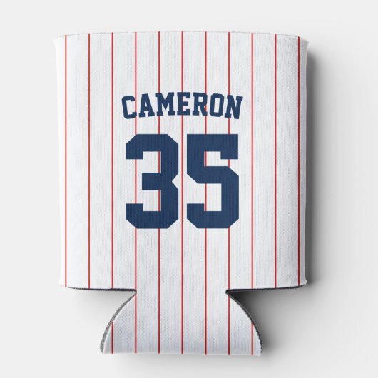 完全に編集可能なカラーベースボールジャージストライプの名前 缶クーラー (裏面)