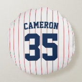 完全に編集可能なカラーBassball Jerseyストライプ名 ラウンドクッション (裏面)