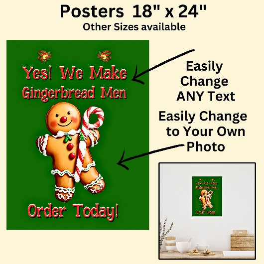 完全に編集可能なクリスマスジンジャーブレッドマン ポスター