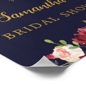 完全に編集可能なネイビーブルゴーニュフローラウェルカムサイン ポスター (角)