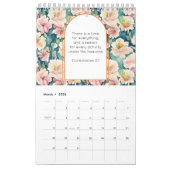 完全に編集可能なバイブル引用文ヴィンテージフローラルパターン カレンダー (3月 2026)