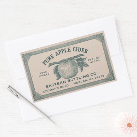 完全に編集可能なヴィンテージAppleサイダーラベル 長方形シール (封筒)