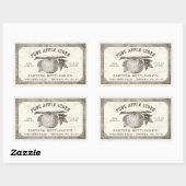 完全に編集可能なヴィンテージApple Ciderラベルグランジ 長方形シール (シート)