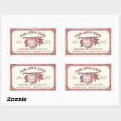 完全に編集可能なヴィンテージApple Ciderラベル赤 長方形シール (シート)