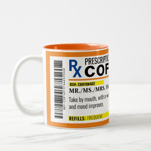 完全に編集可能な処方箋コーヒーマグ ツートーンマグカップ (左)