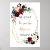 完全に編集可能な緑豊かなバーガンディブライダルシャワーへようこそ ポスター (正面)
