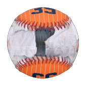 完全に編集可能な色のストライプ名番号写真 野球ボール (正面)