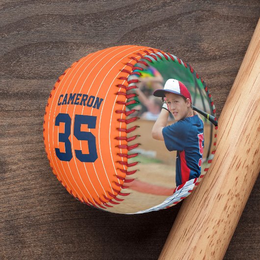 完全に編集可能な色のストライプ名番号写真 野球ボール