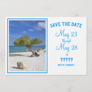 完全に編集可能なArubaのディヴィ・ディヴィの木のSave the Date 招待状