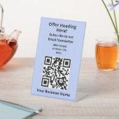 完全に編集可能なQRコードブルー電子メールカウンターテーブル 台座サイン (インサイチュ)