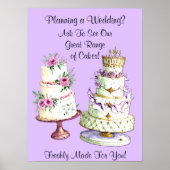 完全に編集可能結婚なケーキ ポスター (正面)