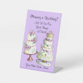 完全に編集可能結婚なケーキ 台座サイン (正面)