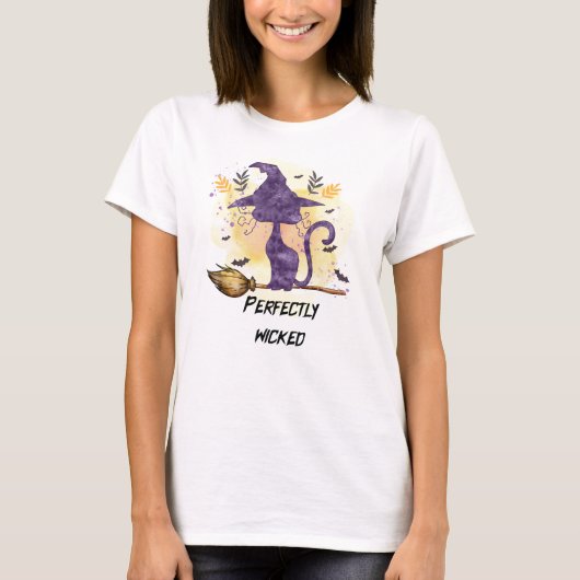 完全に邪悪 – 黒い魔女猫 Tシャツ (正面)