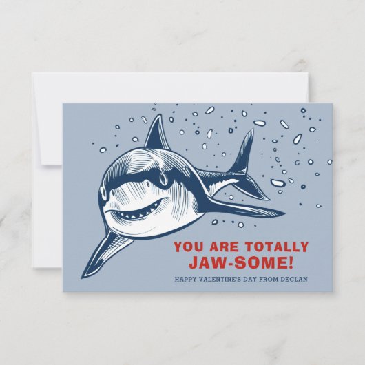 完全に顎のようなサメの子供バレンタイン ノートカード (正面)