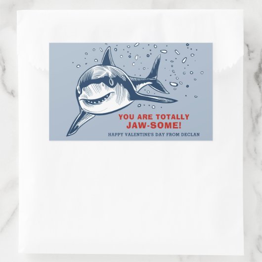 完全に顎のようなサメの子供バレンタイン 長方形シール (バッグ)