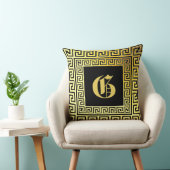 完全に黄金のギリシャ鍵モノグラム記念 クッション (椅子)