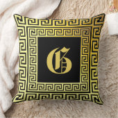 完全に黄金のギリシャ鍵モノグラム記念 クッション (ブランケット)