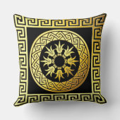 完全に黄金のギリシャ鍵モノグラム記念 クッション (裏面)