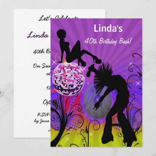 完全に80年代のレトロパーティー招待状 招待状 (正面/裏面)