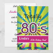 完全に80年代のレトロパーティ招待状 招待状 (正面/裏面)