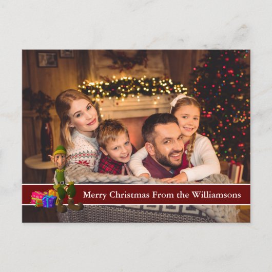 完全はがき写真と小妖精や小人と赤い文字バンド ポストカード (正面)